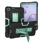 Per Samsung Galaxy Tab A 8.4 (2020) T307 Custodia protettiva in silicone antiurto per robot a colori a contrasto + custodia protettiva per PC con supporto (nero + verde menta)