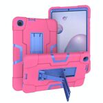 Per Samsung Galaxy Tab A 8.4 (2020) T307 Custodia protettiva in silicone antiurto per robot a colori a contrasto + custodia protettiva per PC con supporto (rosa rossa + blu)