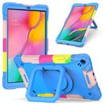 Per Samsung Galaxy Tab A10.1 (2019) T510 Silicone antiurto per robot antiurto a colori a contrasto + Custodia per PC con supporto per cinturino (mimetico + blu)