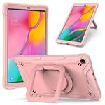 Per Samsung Galaxy Tab A10.1 (2019) T510 Custodia in silicone antiurto per robot a colori a contrasto + custodia per PC con supporto per cinturino (oro rosa)