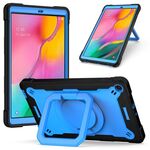 Per Samsung Galaxy Tab A10.1 (2019) T510 Custodia in silicone antiurto per robot a colori a contrasto + custodia per PC con supporto per cinturino (nero + blu)