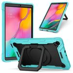 Per Samsung Galaxy Tab A10.1 (2019) T510 Custodia in silicone antiurto per robot a colori a contrasto + Custodia per PC con supporto per cinturino (verde menta + nero)