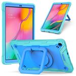 Per Samsung Galaxy Tab A10.1 (2019) T510 Custodia in silicone antiurto per robot con colore a contrasto + custodia per PC con supporto per cinturino (verde menta + blu)