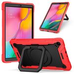 Per Samsung Galaxy Tab A10.1 (2019) T510 Custodia in silicone antiurto per robot con colore a contrasto + custodia per PC con supporto per cinturino (rosso + nero)