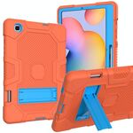 Per Samsung Galaxy Tab S6 Lite P610 Robot a colori a contrasto Custodia protettiva in silicone antiurto + PC con supporto (arancione blu)