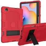 Per Samsung Galaxy Tab S6 Lite P610 Robot a colori a contrasto Custodia protettiva in silicone antiurto + PC con supporto (rosso nero)