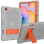 Per Samsung Galaxy Tab S6 Lite P610 Robot a colori a contrasto Custodia protettiva in silicone antiurto + PC con supporto (grigio arancione)