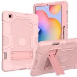 Per Samsung Galaxy Tab S6 Lite P610 Robot a colori a contrasto Custodia protettiva in silicone antiurto + PC con supporto (oro rosa)
