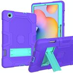Per Samsung Galaxy Tab S6 Lite P610 Robot a colori a contrasto Custodia protettiva in silicone antiurto + PC con supporto (viola verde menta)