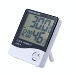 Misuratore di umidità e temperatura digitale LCD da 3,8 pollici con orologio/calendario (HTC-1) (bianco)