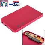 Custodia esterna per HDD SATA da 2,5 pollici, dimensioni: 126 mm x 75 mm x 13 mm (rosso)