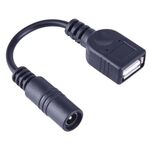 5,5 x 2,1 mm DC femmina a USB AF DC cavo connettore di alimentazione per adattatore per laptop, lunghezza: 15 cm (nero)