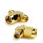 Adattatore SMA maschio a 2 SMA femmina (tipo T), placcato in oro (giallo)