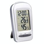 Hygrometro per scrivania digitale Digital LCD con data / orologio / avviso di congelamento (argento)