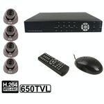 Kit videoregistratore digitale integrato a 4 canali (1/3 Sony CCD, 650TVL, 24 x LED IR, obiettivo 6mm, distanza IR: 25m, H.264 (8204EV + 622A)