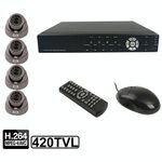 Kit videoregistratore digitale integrato a 4 canali (1/3 Sony CCD, 420TVL, 24 x LED IR, obiettivo 6mm, distanza IR: 25m, H.264 (8204EV + 622A)