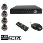 Kit videoregistratore digitale integrato a 4 canali (1/3 Sharp CCD, 420TVL, 24 x LED IR, obiettivo 6mm, distanza IR: 25m, H.264 (8204EV + 622A)