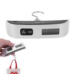Bilancia da viaggio portatile da appendere digitale LCD da 50 kg x 50 g con termometro da interno (argento)