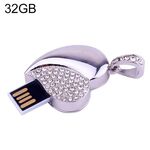 Disco flash USB con gioielli in diamanti a forma di cuore in argento, speciale per regali di San Valentino (32 GB)
