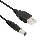 Cavo di alimentazione maschile USB a DC 5,5 x 2,1 mm, lunghezza: 1,2 m (nero)