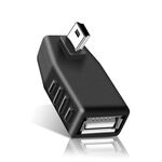 Adattatore mini USB maschio a USB 2.0 AF con angolo retto di 90 gradi, supporto funzione OTG (nero)