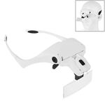 5 Lenti 1.0X-3.5X Lente di ingrandimento per occhiali Lente d'ingrandimento per fascia con 2 luci a LED Ingrandimento per occhiali Strumento di ingrandimento (bianco)