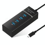 Hub adattatore da USB-C / Type-C 3.1 maschio a 4 porte da 30 cm, Per Galaxy S8 e S8 + / LG G6 / Huawei P10 e P10 Plus / Xiaomi Mi 6 e Max 2 e altri smartphone (nero)