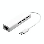 Adattatore Ethernet da 13 cm USB-C 3.1 / Type-C 100 Mbps con hub USB 2.0 a 3 porte, Per MacBook 12 pollici / Chromebook Pixel 2015 (bianco)
