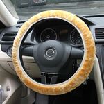 Coprivolante per auto invernale in peluche corto morbido universale di alta qualità, per volante da 36-38 cm (oro)