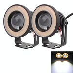 2 PCS 2,5 pollici 10W 900LM Luce bianca + gialla 6500K Impermeabile LED Eagle Eye Light per veicoli, CC 12V, Lunghezza cavo: 20 cm (nero)
