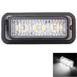 9W 540LM 6500K Lampada di segnalazione lampeggiante per auto a 3 LED con luce bianca cablata, DC12V, Lunghezza cavo: 95 cm