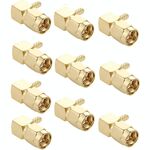 10 PCS Connettore maschio SMA a crimpare placcato oro Adattatore connettore RF ad angolo retto da 90 gradi per cavo RG174 / RG316 / RG179