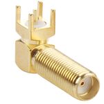 Adattatore per connettore quadrato da 4,0 mm con montaggio su PCB da pannello a 90 gradi ad angolo retto femmina SMA placcato oro 10 pezzi