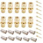 Adattatore per connettore RF a crimpare con spina maschio SMA placcato oro 10 PC per cavo RG58 / RG142 / LMR195