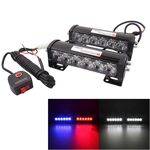 2 PCS 6 pollici 6 LED 2 x 18W Spia lampeggiante per auto Rosso + blu Cambia luce di emergenza impermeabile bianca, DC 12V