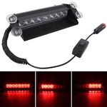 8W 800LM 8 LED Luce rossa 3 modalità Angolo regolabile Flash strobo per auto Dash Lampada di emergenza con ventose, DC 12V