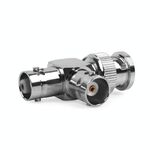 Adattatore coassiale BNC maschio + 2 x connettore BNC femmina