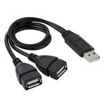 Cavo adattatore USB 2.0 maschio a 2 doppio jack femmina USB per computer / laptop, lunghezza: circa 30 cm (nero)