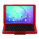 2 in 1 per Huawei MediaPad T2 10.0 Pro FDR-A03L Tastiera Bluetooth staccabile + Custodia in pelle a ribaltamento orizzontale con supporto (rosso)