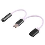 Adattatore audio da USB-C / tipo C maschio a femmina da 3,5 mm e femmina di tipo C., Adattatore audio USB-C / Type-C maschio a femmina da 3,5 mm e femmina Type-C (nero)