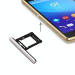 Vassoio scheda micro SD / SIM + porta slot per scheda Tappo antipolvere per Sony Xperia XZ Premium (versione doppia SIM) (argento)