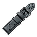 CAGARNY Simple Fashion Watches Band Cinturino per orologio in pelle con fibbia verde, larghezza: 24 mm (nero)