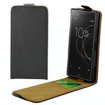 Per Sony Xperia XZ1 Custodia protettiva posteriore in pelle con vibrazione verticale compatta con slot per scheda (nera)