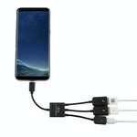 Porta USB-C / Type-C portatile da maschio a doppia porta USB femmina + micro USB femmina Mini cavo adattatore splitter hub