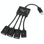 Portatile USB-C / Tipo-C Maschio a 3 porte USB Femmina + Micro USB Femmina Ricarica Cavo OTG HUB Connettore Splitter