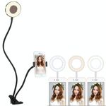 Staffa universale per telefono cellulare con staffa a clip, anello per selfie con regolazione della luce a 3 colori, per registrazione in studio, trasmissione dal vivo, spettacolo dal vivo, KTV, ecc. (nero)