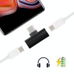 Convertitore di ricarica e ascolto da USB-C / Type-C a Type-Cx2, Per Galaxy, HTC, Google, LG, Sony, Huawei, Xiaomi, Lenovo e altri telefoni Android (nero)