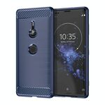 Custodia in TPU antiurto in fibra di carbonio spazzolata per Sony Xperia XZ3 (blu navy)