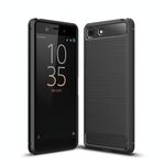 Custodia in TPU antiurto in fibra di carbonio con trama spazzolata per Sony Xperia XZ4 Compact (nera)