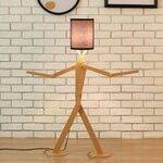Lampada da terra in legno per illuminazione domestica assemblaggio fai-da-te (nero)